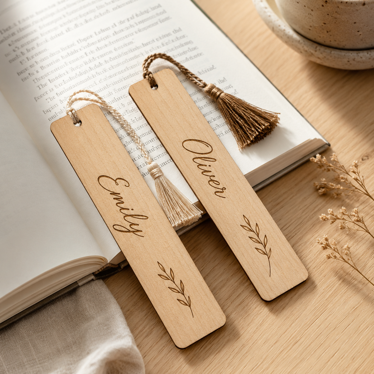 Personalised Wooden Bookmark Gift Set