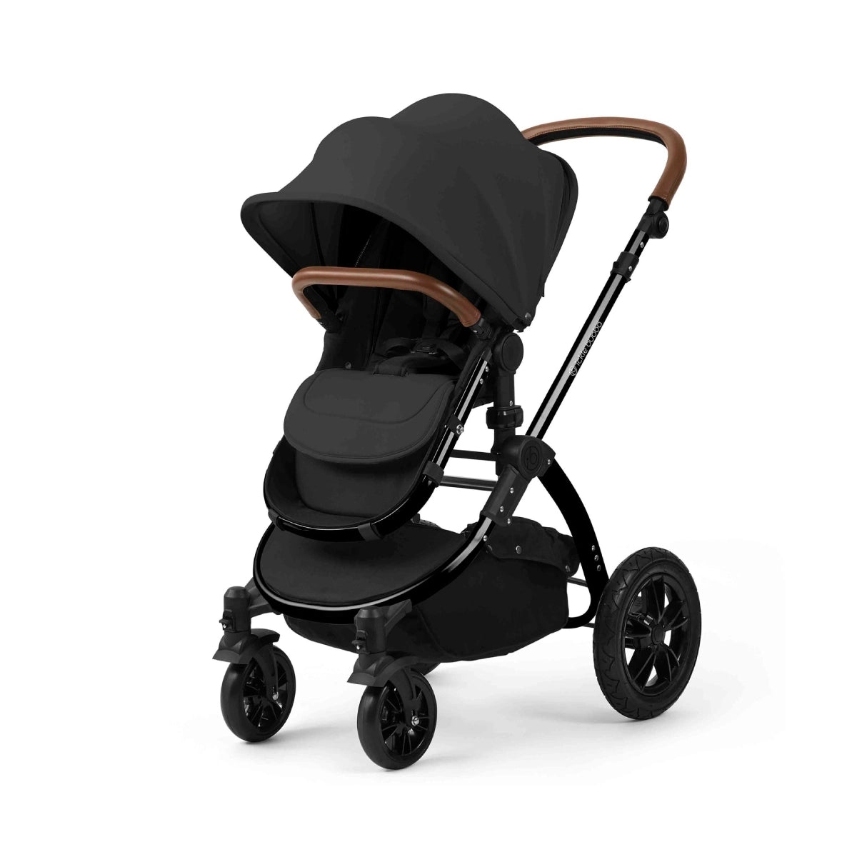 Ickle Bubba Stomp Luxe 12 Piece Travel System with i-Size Cirrus Car Seat & ISOFIX Base - Black/Charcoal Grey/Tan