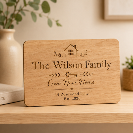 Personalised New Home Wooden Gift Plaque