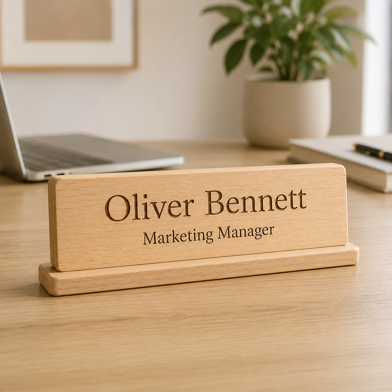 Personalised Wooden Desk Name Plate