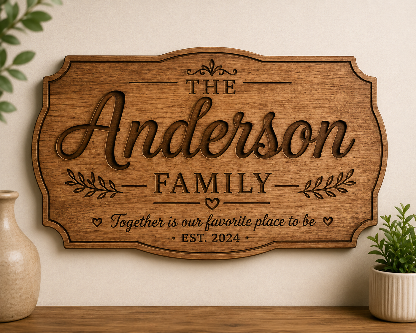 Personalised Wooden Family Name Sign